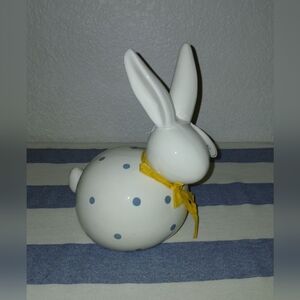 Ceramic Bunny Figurine with Yellow Ribbon